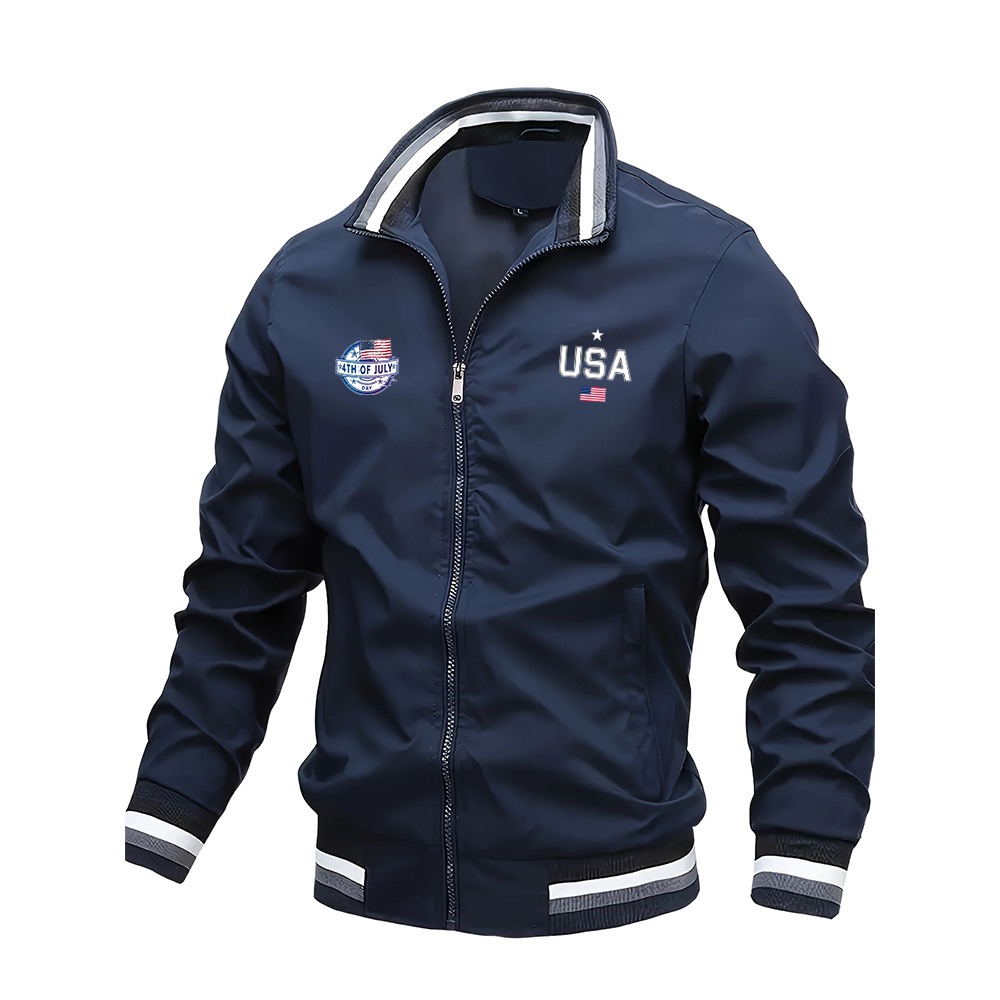 Mens Fashion Bomber Jacket - Jaket Pria Mantel Luar Ruangan Gambar