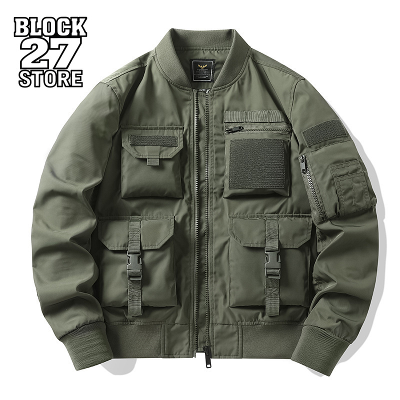 Mens Fashion Bomber Jacket - Jaket Pria Vintage Streetwear Amerika Retro