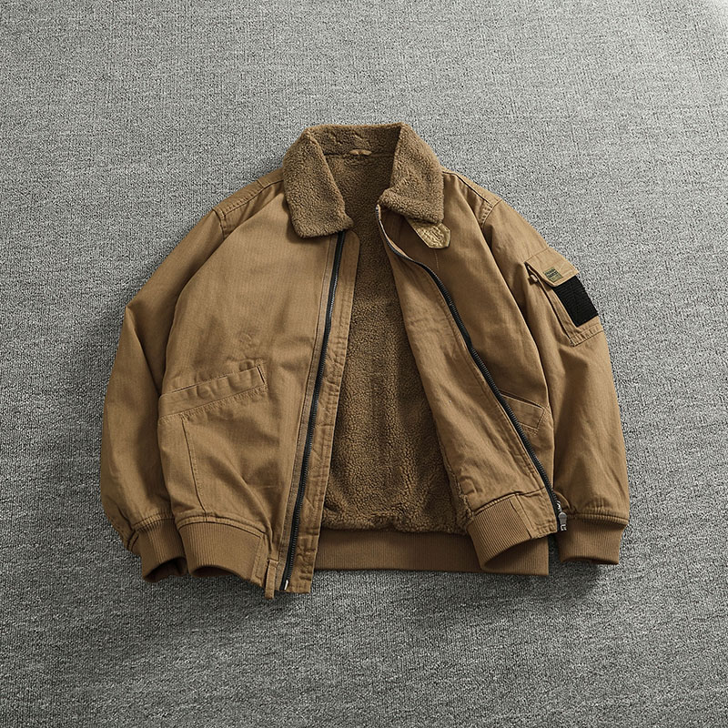 Mens Fashion Bomber Jacket - Kargo mantel katun mantel imitasi beludru