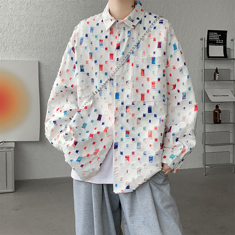 Men'S Fashion Over 50 - Kemeja kotak-kotak pria, katun Hollow Out