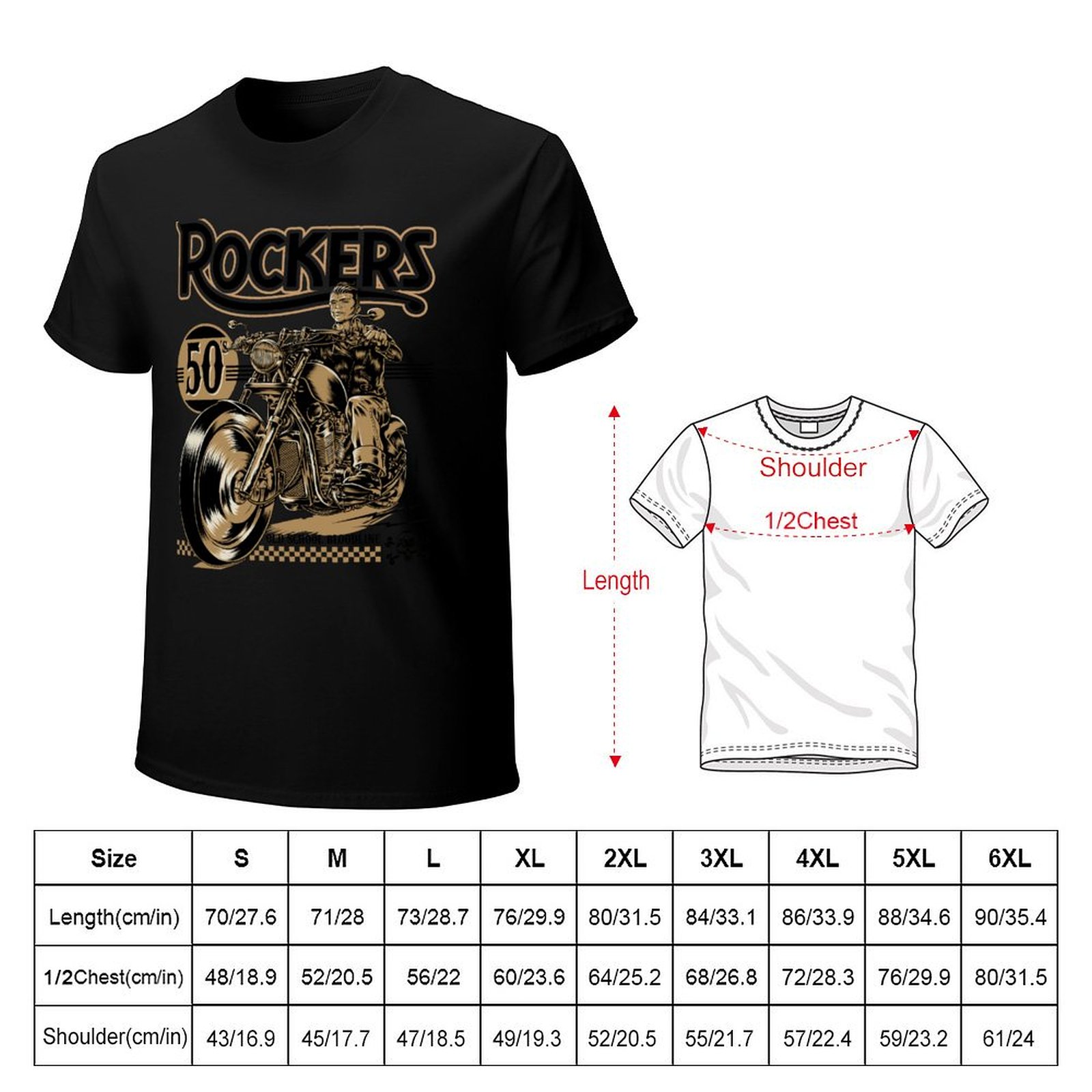Kaos Rockers 50s, Kaos Kasual  - Mens Fashion In The 50S ulasan dan harga