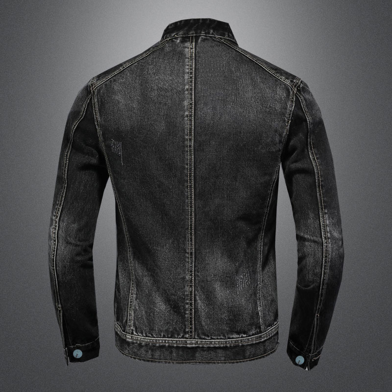Jaket Bomber Denim kerah berdi - Mens Fashion Bomber Jacket ulasan dan harga