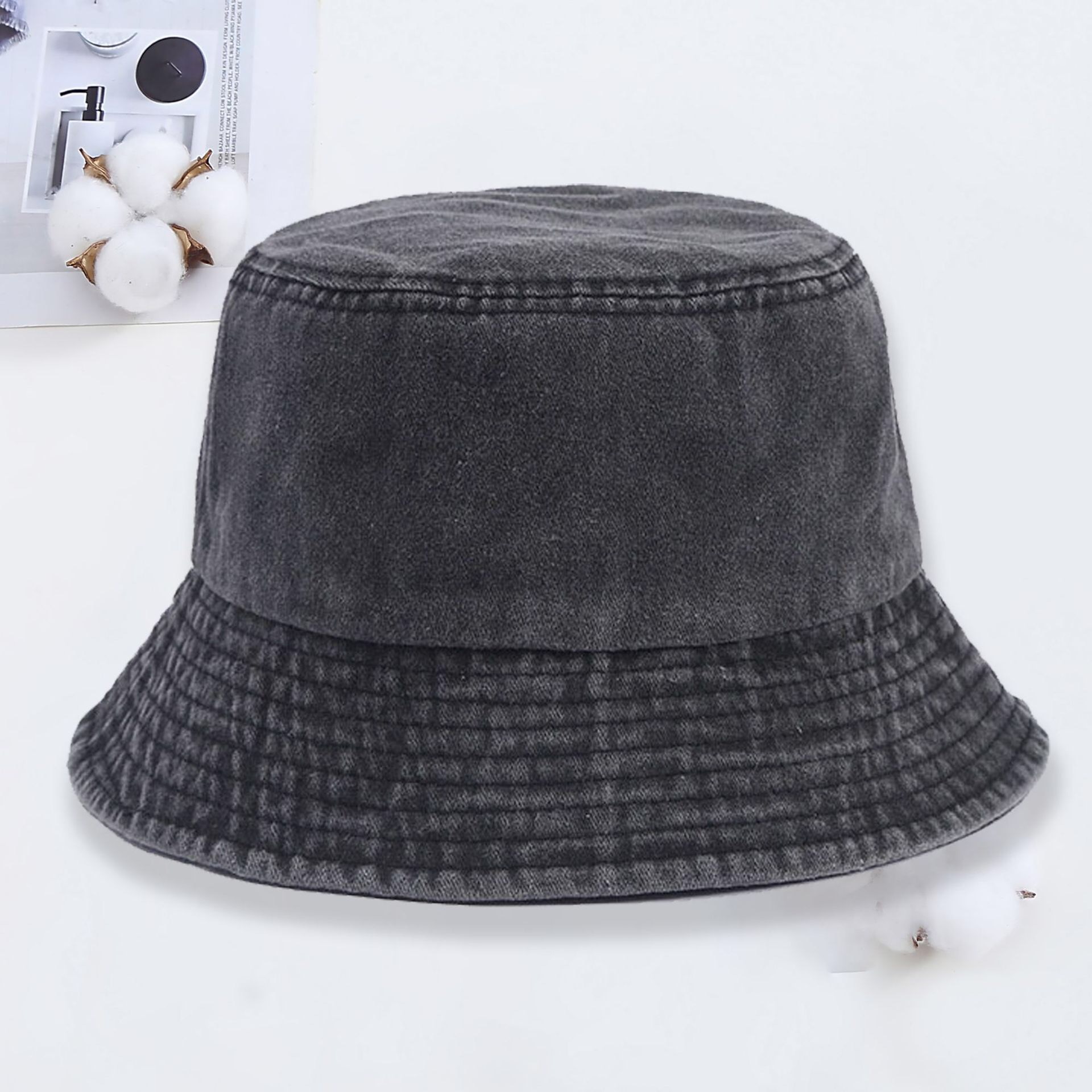 Topi Bucket Denim dengan Logo  - Men'S Fashion With Hat ulasan dan harga