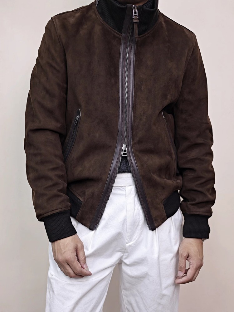 Jaket Kulit Asli Pria Kerah Be - Mens Fashion Bomber Jacket ulasan dan harga