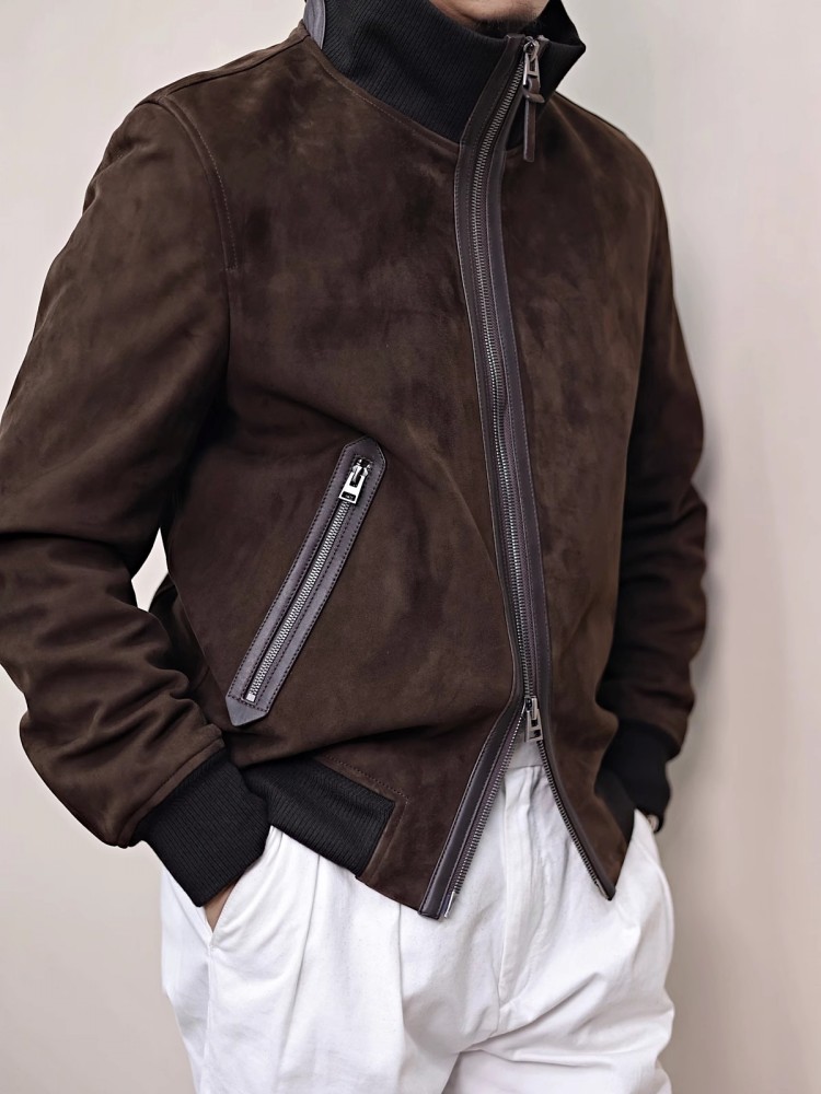 Jaket Kulit Asli Pria Kerah Be - Mens Fashion Bomber Jacket ulasan dan harga