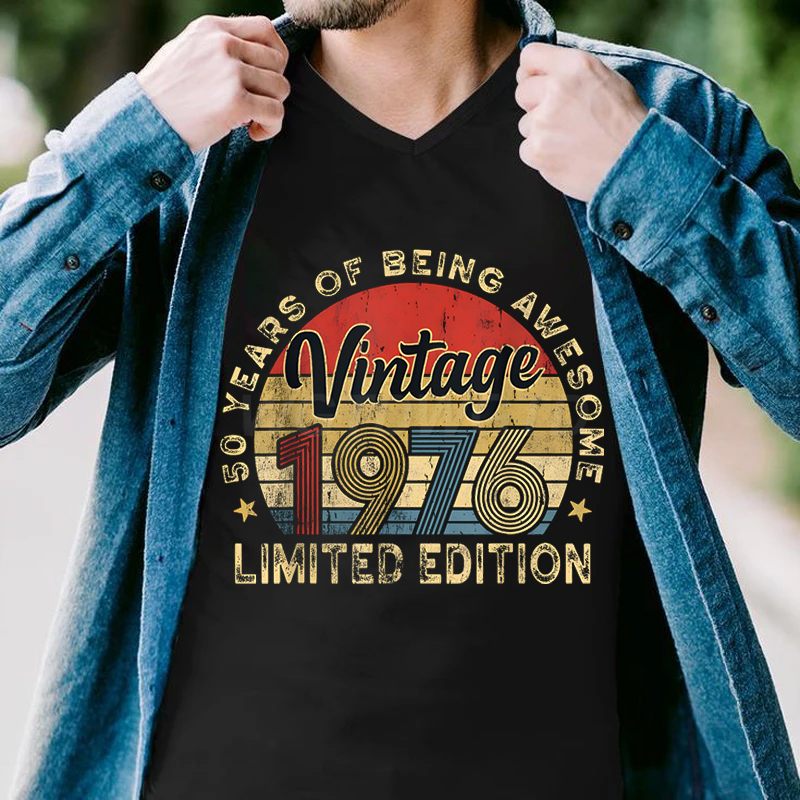 Kaus Cetak Vintage 1976 50 Tah - Men'S Fashion Over 50 ulasan dan harga
